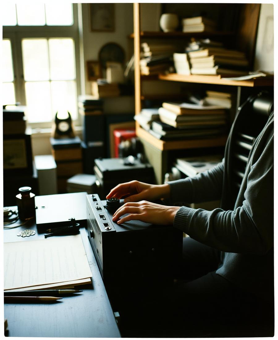 Learning letterpress printing in a cluttered studio